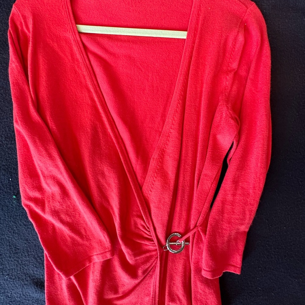 Cyrus crossover sweater top rich red color